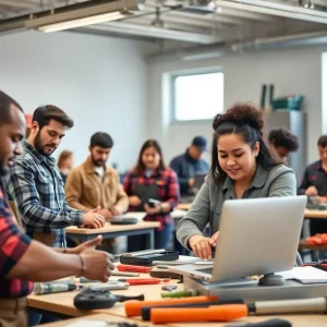 Young adults participating in skilled trades training