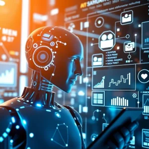 Illustration of AI technology transforming social media management