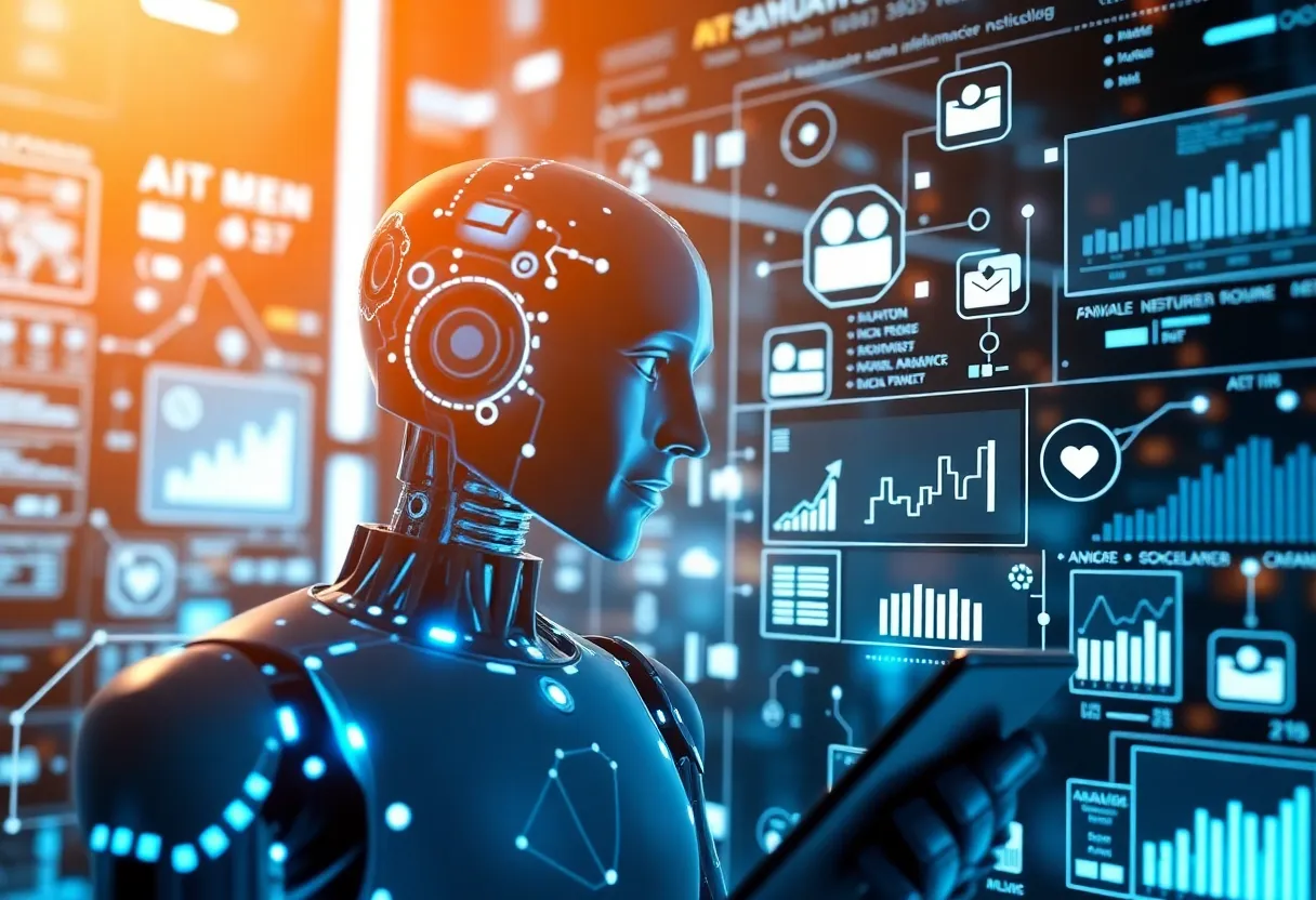 Illustration of AI technology transforming social media management