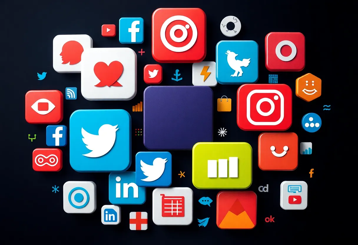 Collage of social media platform icons illustrating modern marketing strategies.