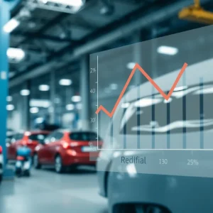 Graph representing financial loss in the automotive industry