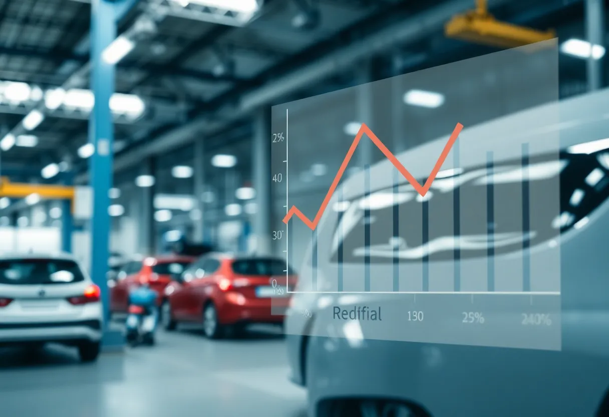 Graph representing financial loss in the automotive industry