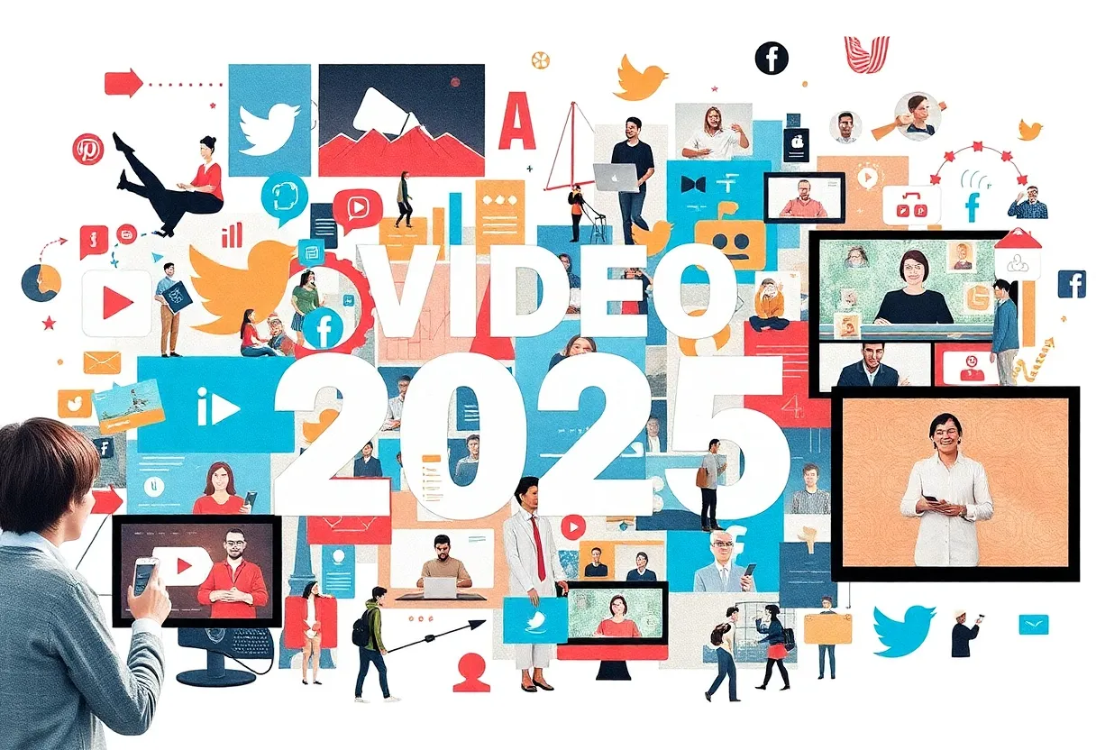 Collage illustrating video marketing trends of 2025.