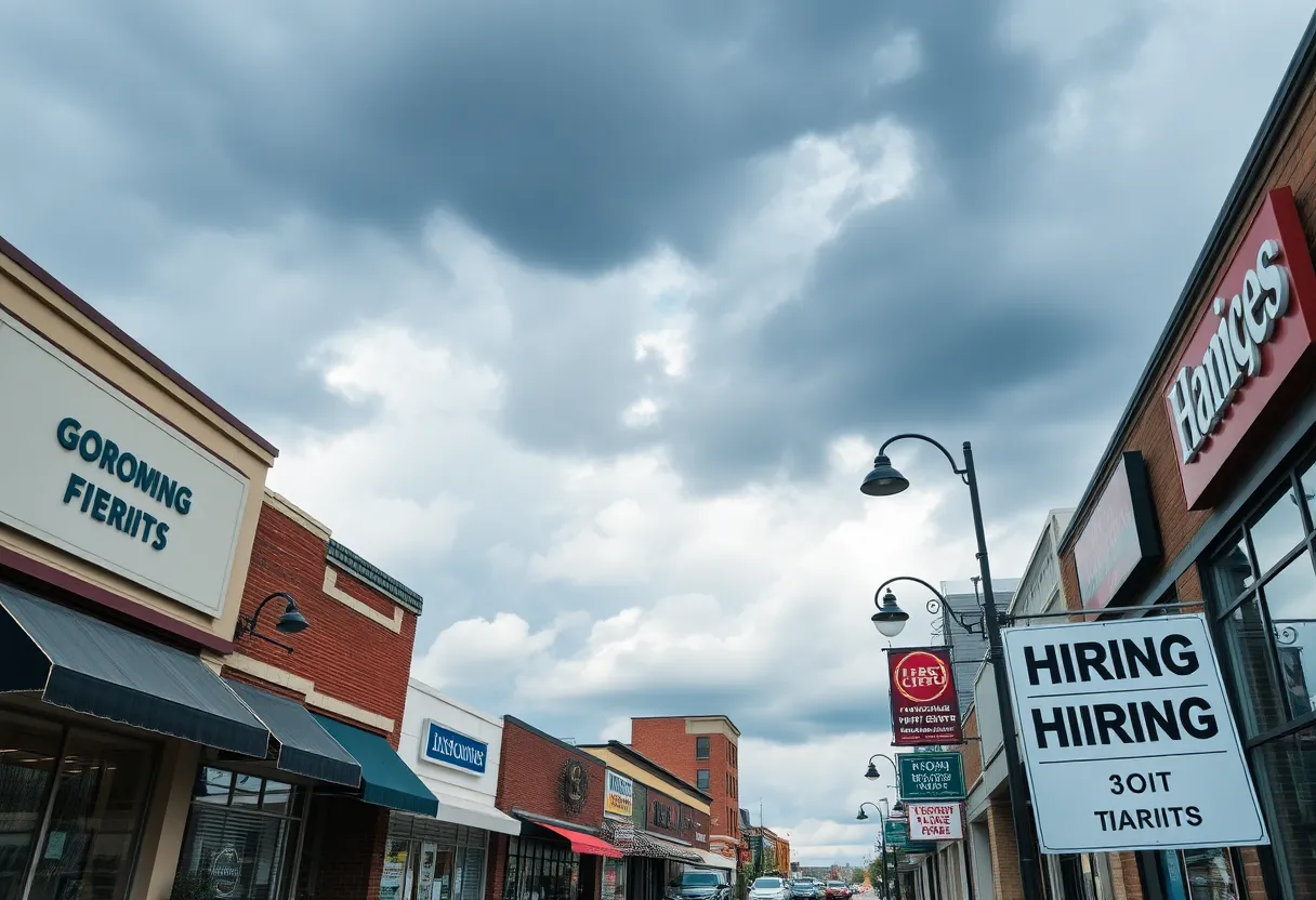 Business district in West Michigan with expressions of concern amidst potential tariffs.
