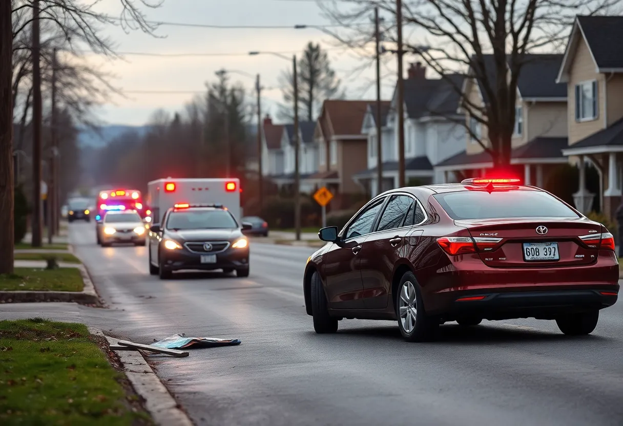 Emergency vehicles and a somber community scene after a tragic car accident in Wixom.