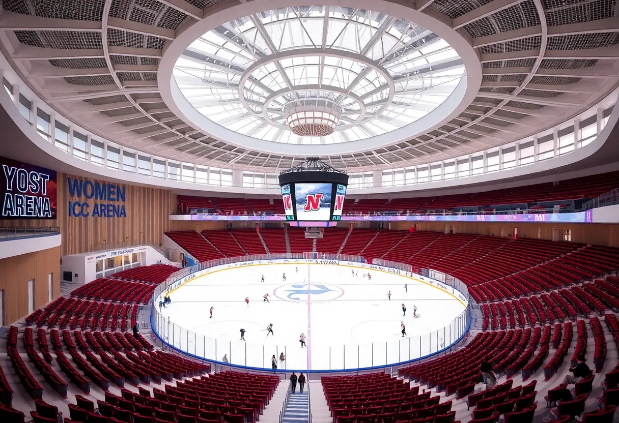 Conceptual image of the renovated Yost Ice Arena for women's hockey