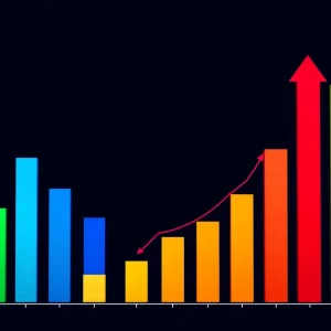 Colorful graphs with upward trends and digital marketing elements.