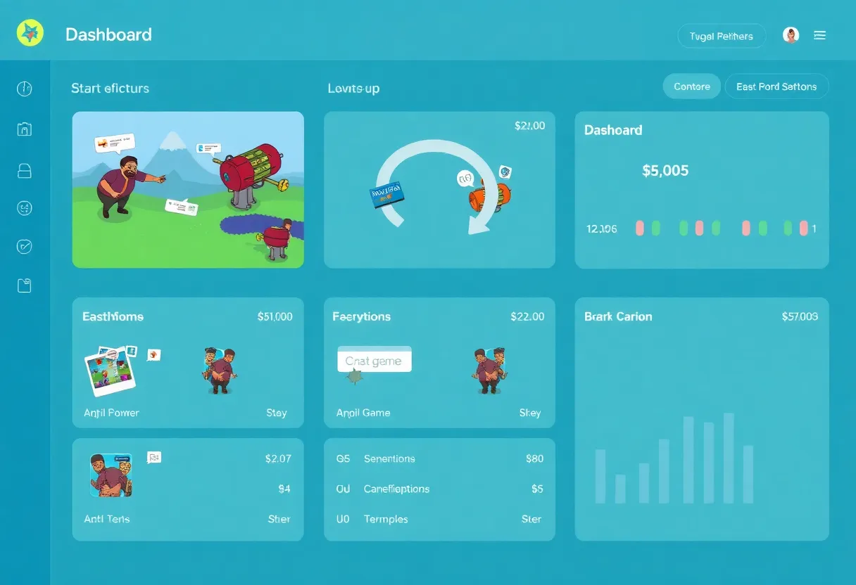 Interactive game elements in a digital marketing dashboard.