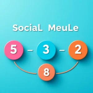 A colorful diagram showcasing the 5:3:2 rule for social media content structure.