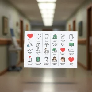 Illustration of the About Me Care Card concept for cognitive impairment support.
