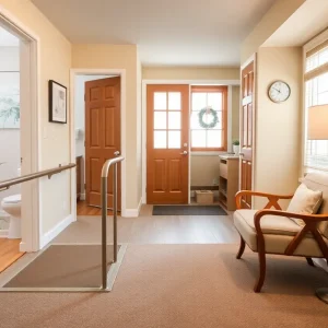Interior view of an accessible home with modifications for safety