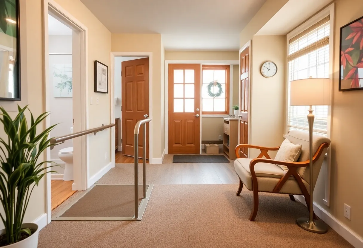Interior view of an accessible home with modifications for safety