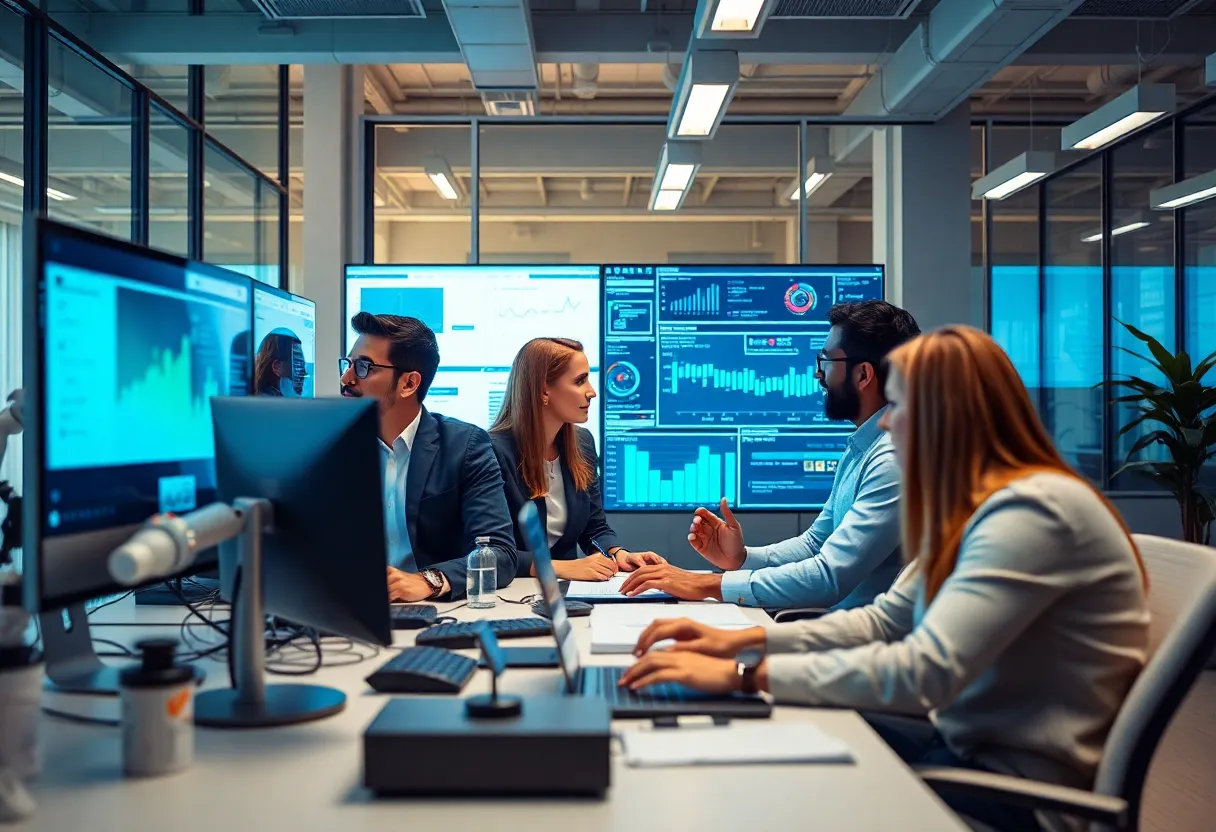 Team integrating AI technology for marketing strategies