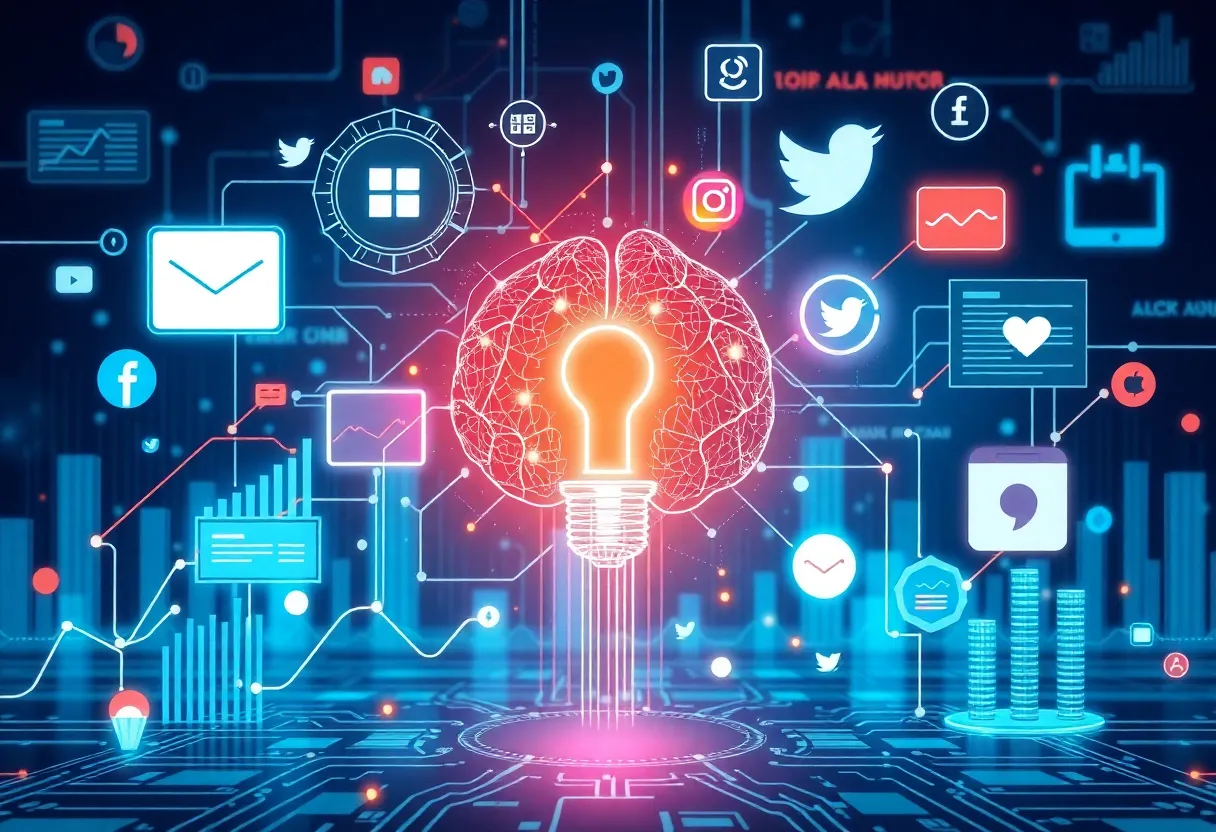 Concept of AI transforming social media marketing strategies in 2024