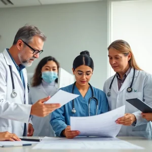Healthcare professionals discussing anaphylaxis management