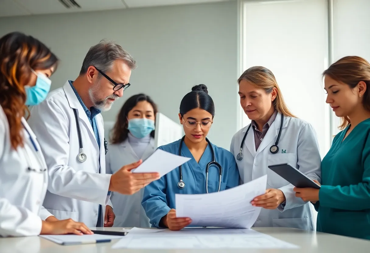 Healthcare professionals discussing anaphylaxis management