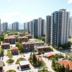 New housing developments in Ann Arbor cityscape