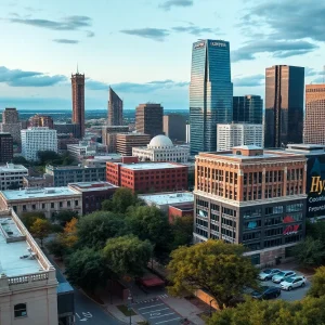Cityscape of Austin, Texas, showcasing branding agencies and tech startups.