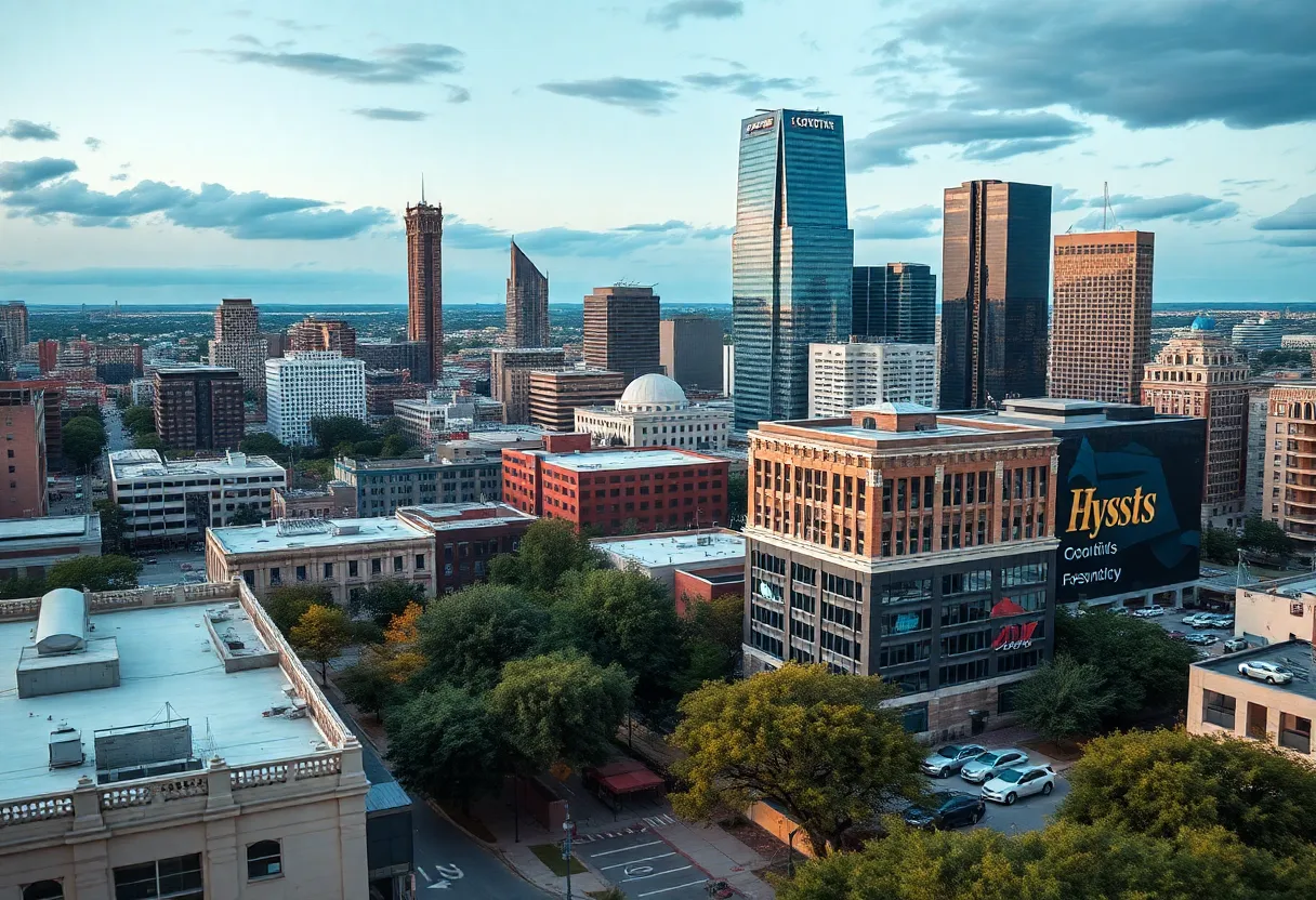 Cityscape of Austin, Texas, showcasing branding agencies and tech startups.