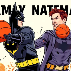 Promotional image for State Farm's Bateman vs. Batman campaign featuring Jason Bateman and Batman.