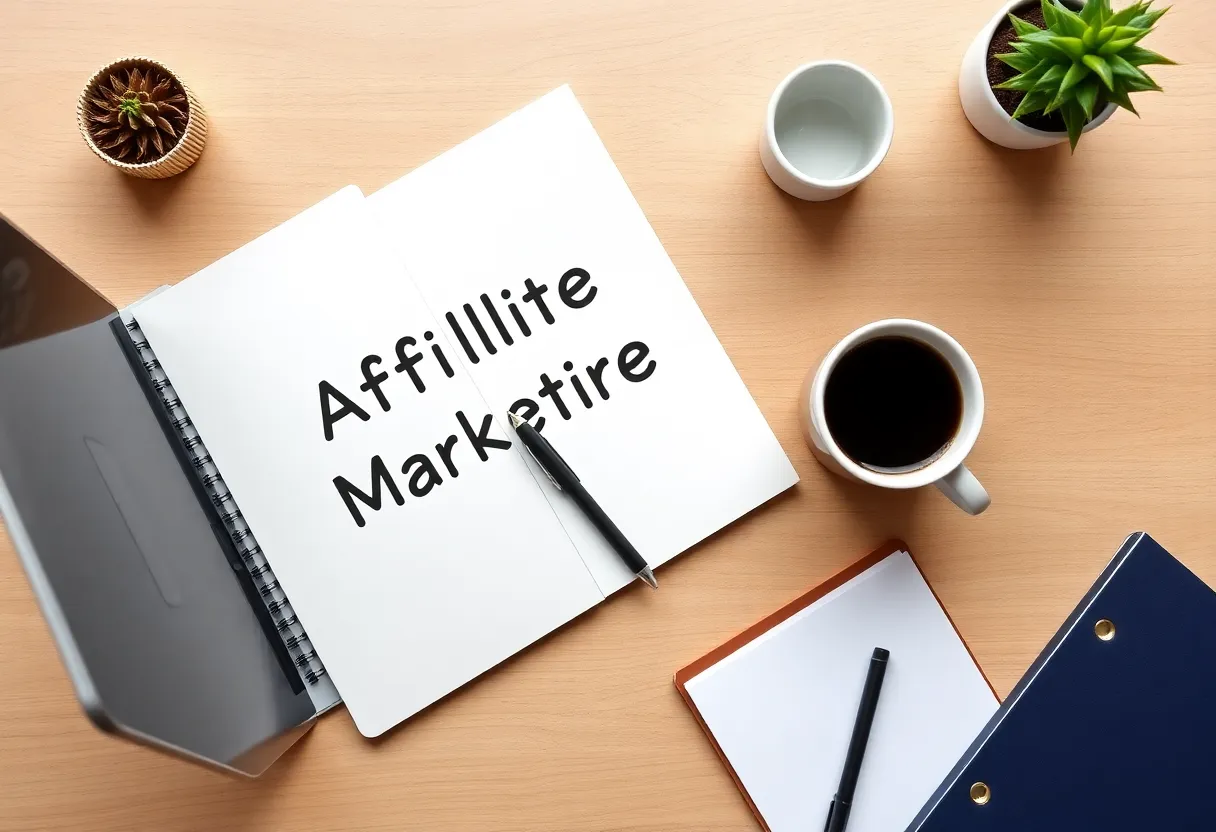 A workspace illustrating affiliate marketing basics for beginners.