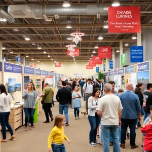 Visitors exploring booths at the Bismarck-Mandan Home Show