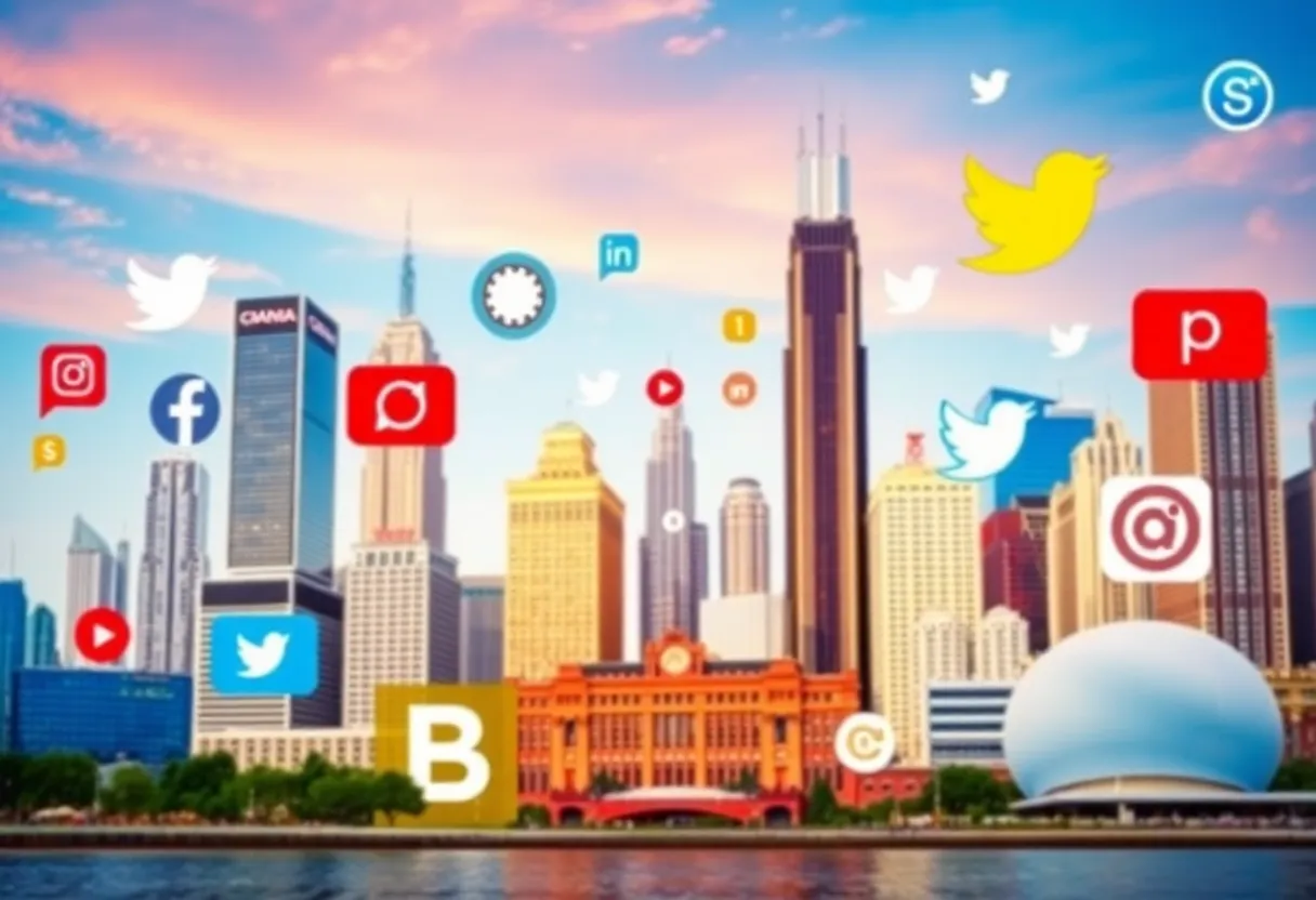 A creative representation of Instagram marketing strategies in Chicago.