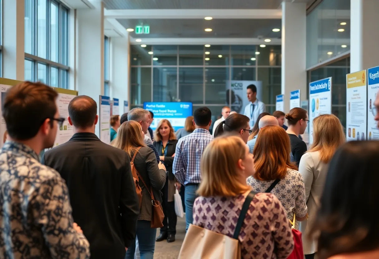 Participants at the Clinical Trials Conference engaging in discussions.