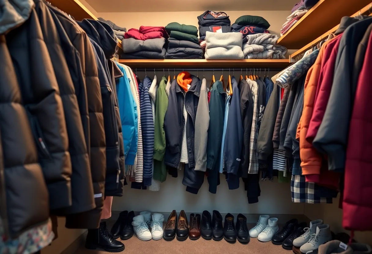 A clothing closet filled with essential items for patients at National Park Medical Center
