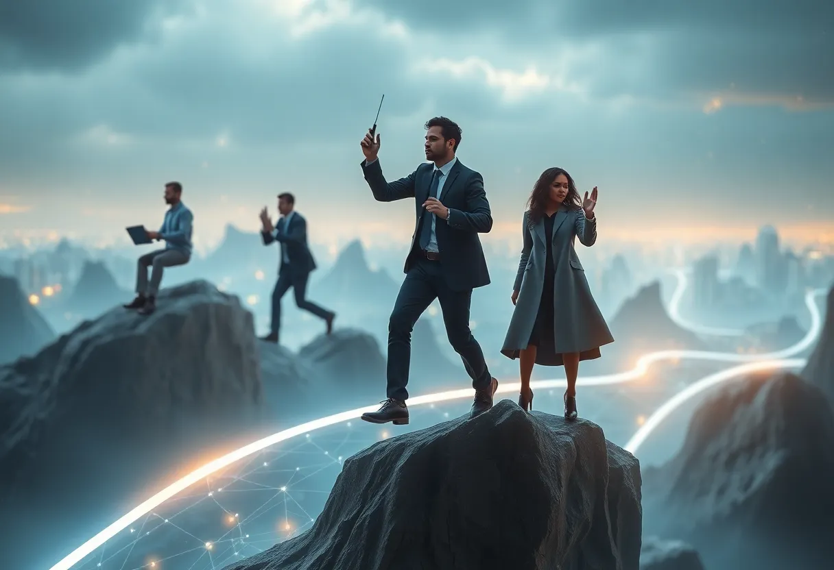 A conceptual illustration of CMOs addressing marketing challenges and opportunities in 2025