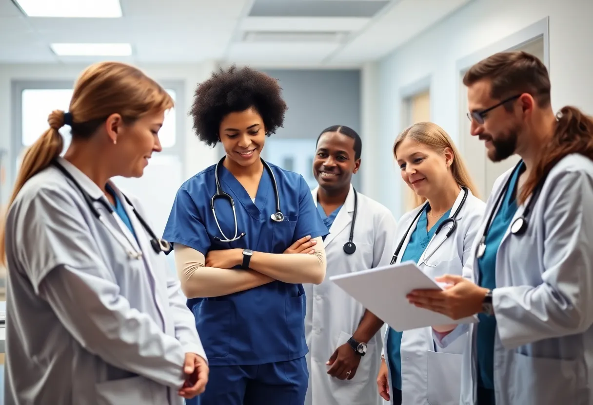 Healthcare professionals collaborating to improve patient care