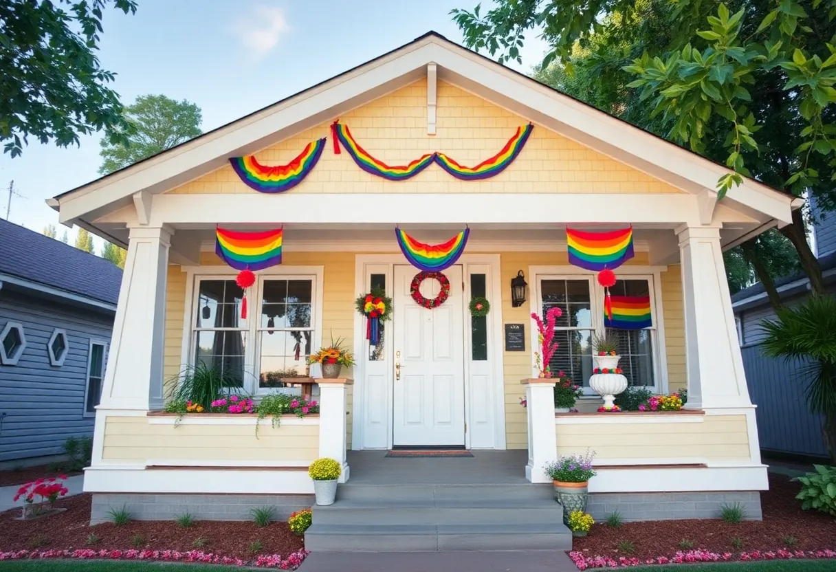 Renovated Craftsman home with Pride decorations