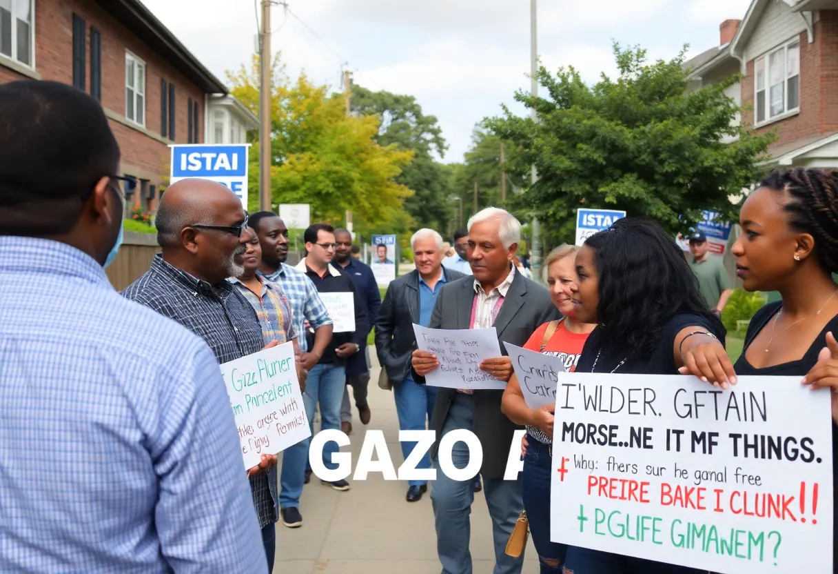 Residents of Dearborn, Michigan, discussing political views on a proposal regarding Gaza.