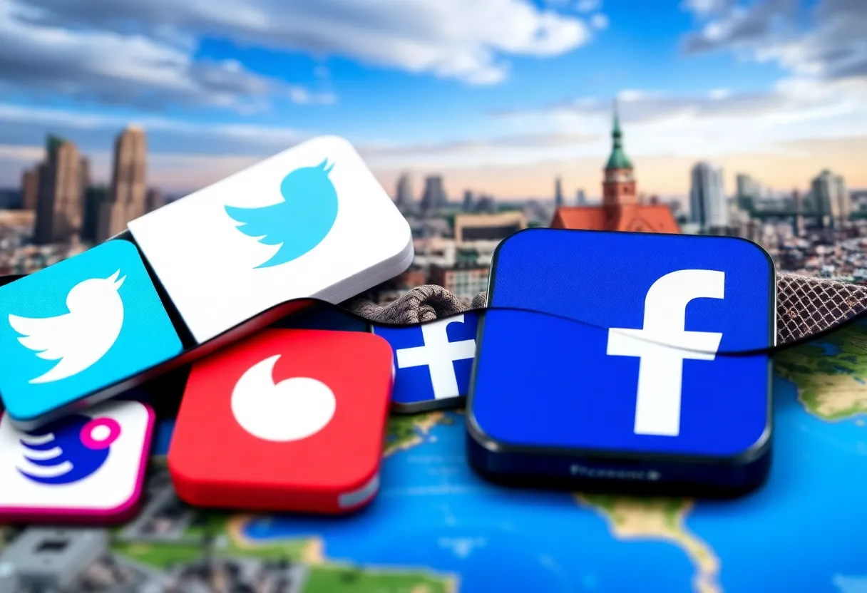 Visual depiction of major social media platforms in decline