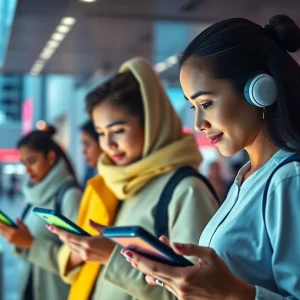A digital banking advertising concept showcasing futuristic technology.