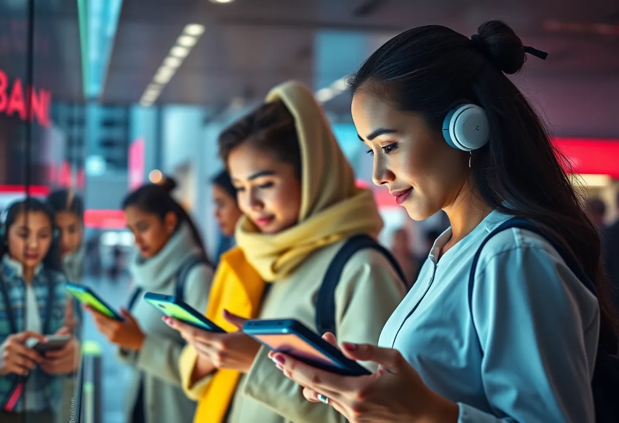 A digital banking advertising concept showcasing futuristic technology.