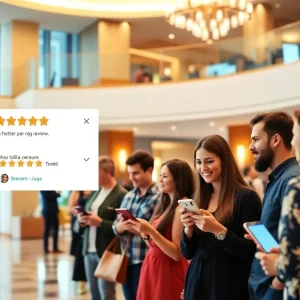 Hotel staff engaging with guests on social media