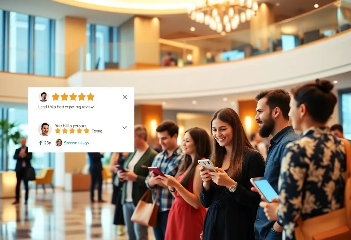 Hotel staff engaging with guests on social media