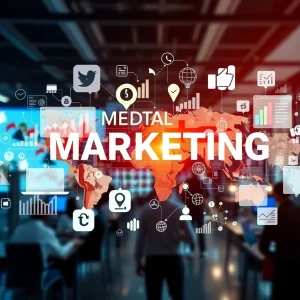 Collage of digital marketing strategies in a modern business setting