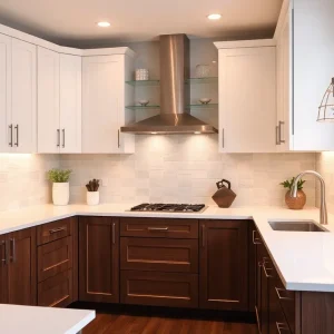 Transformed kitchen from a DIY remodel showcasing new cabinets and countertops