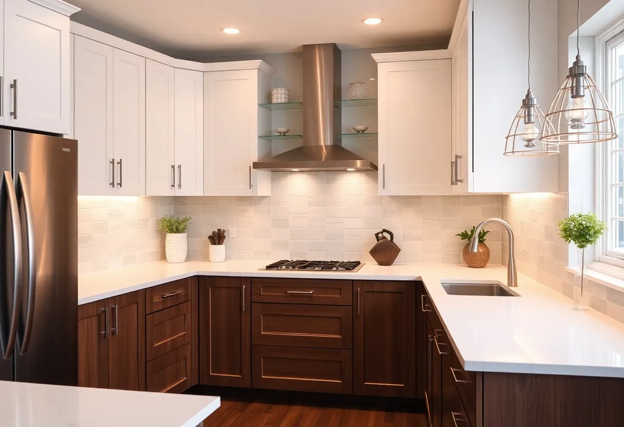 Transformed kitchen from a DIY remodel showcasing new cabinets and countertops