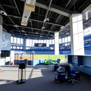 Interior of the newly renovated Dodger Stadium clubhouse