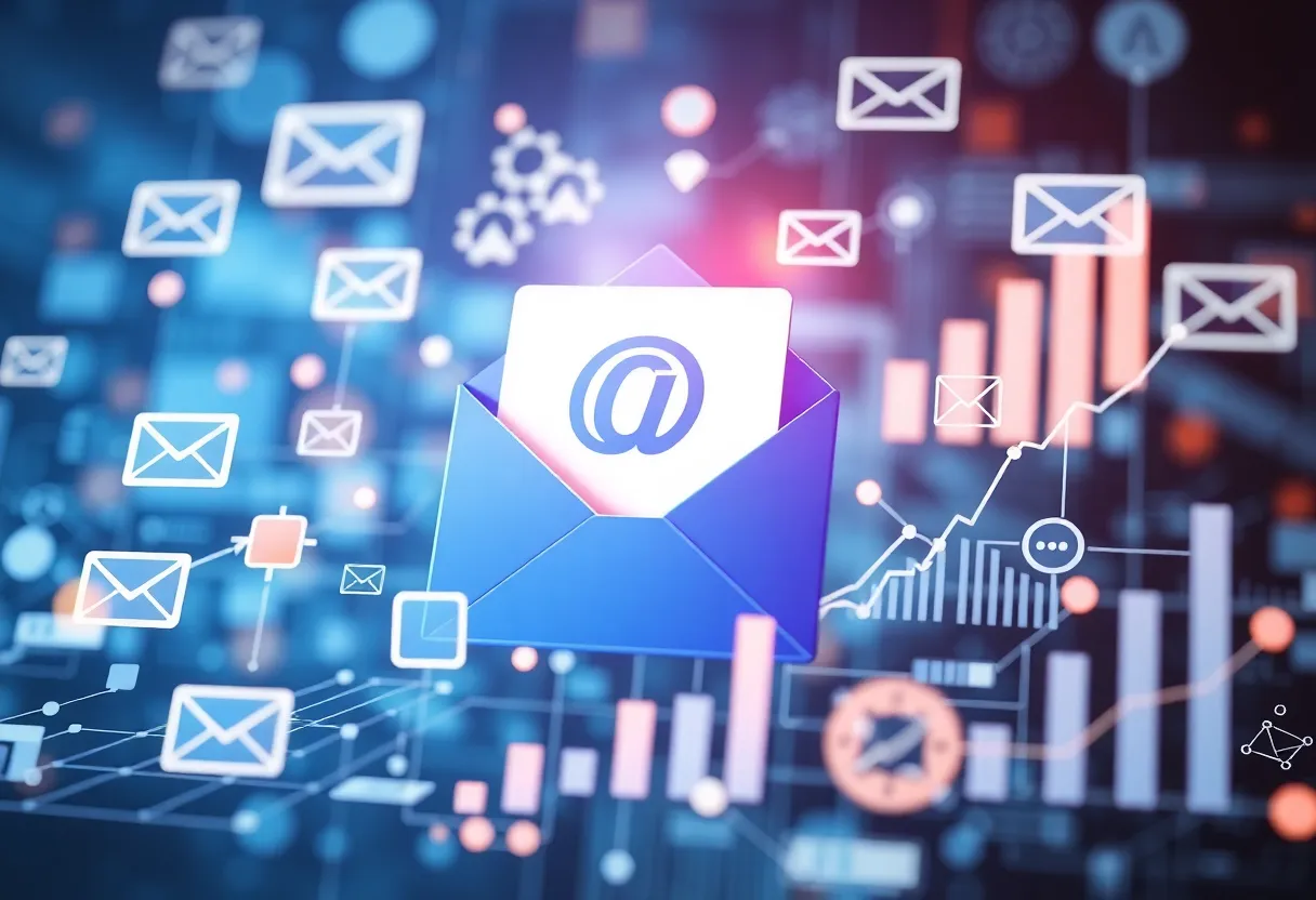 Visual representation of email marketing growth and technology integration