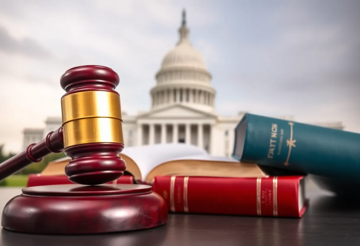 Gavel and law books with U.S. Capitol indicating patent law updates