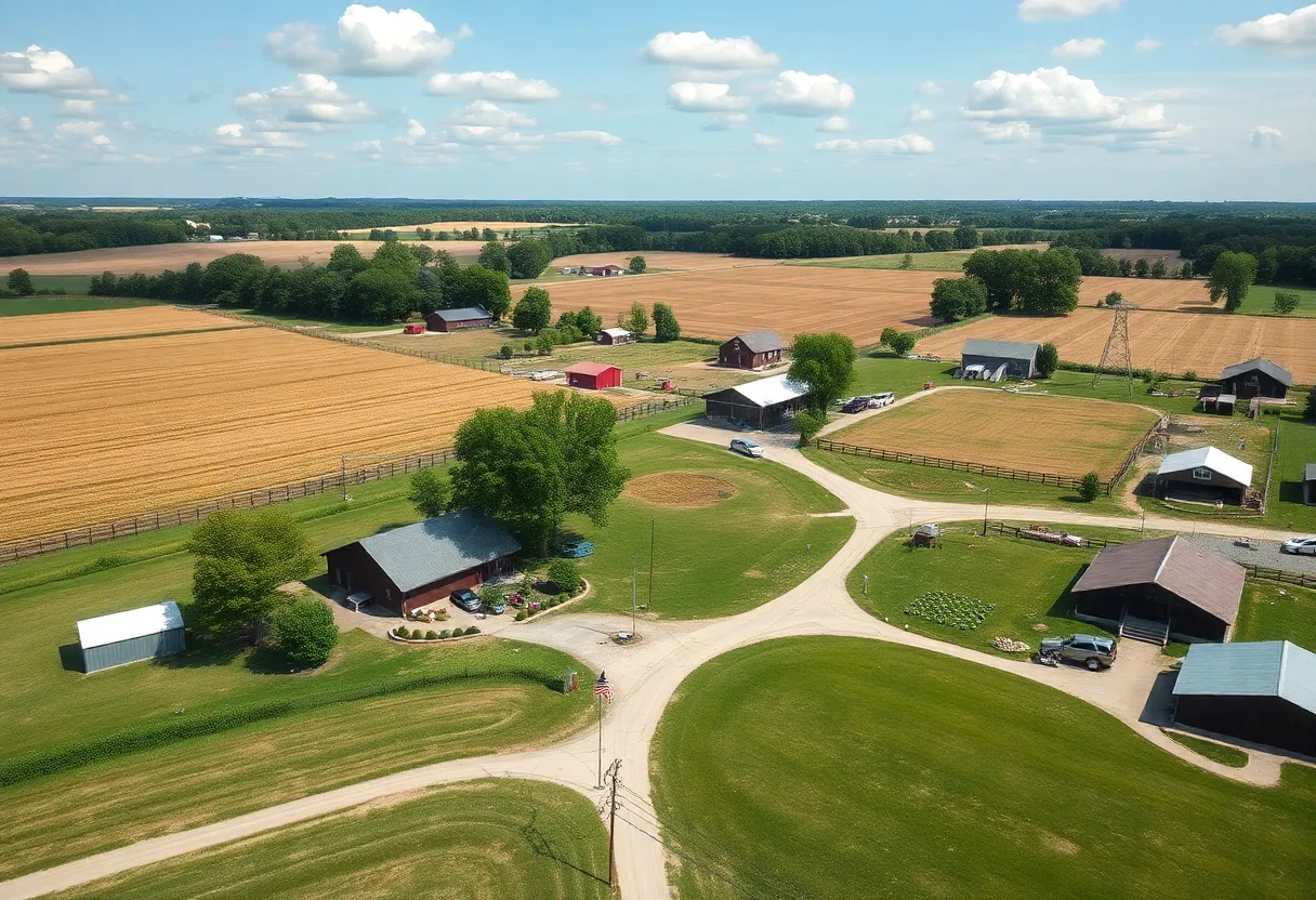 A serene farm landscape in Findlay, Ohio, representing community and agriculture.