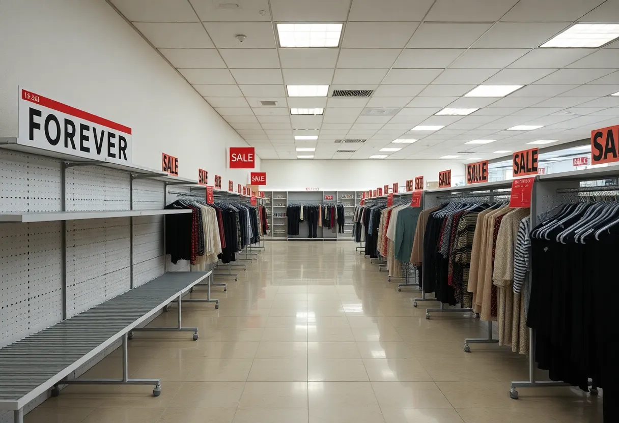 Empty Forever 21 store during liquidation sale