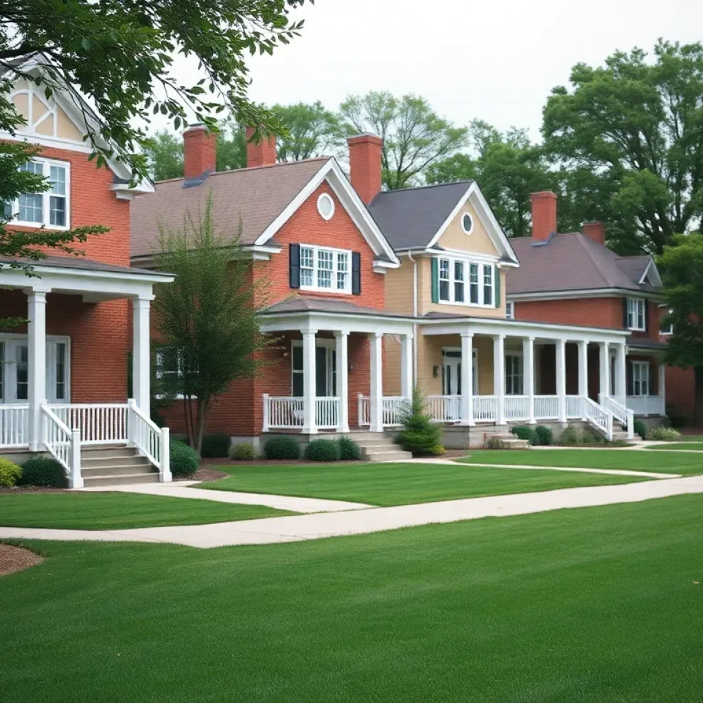 Fraternity houses at a university campus.