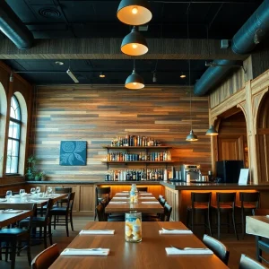Renovated interior of Haab's Barrel House showcasing historic elements and modern features