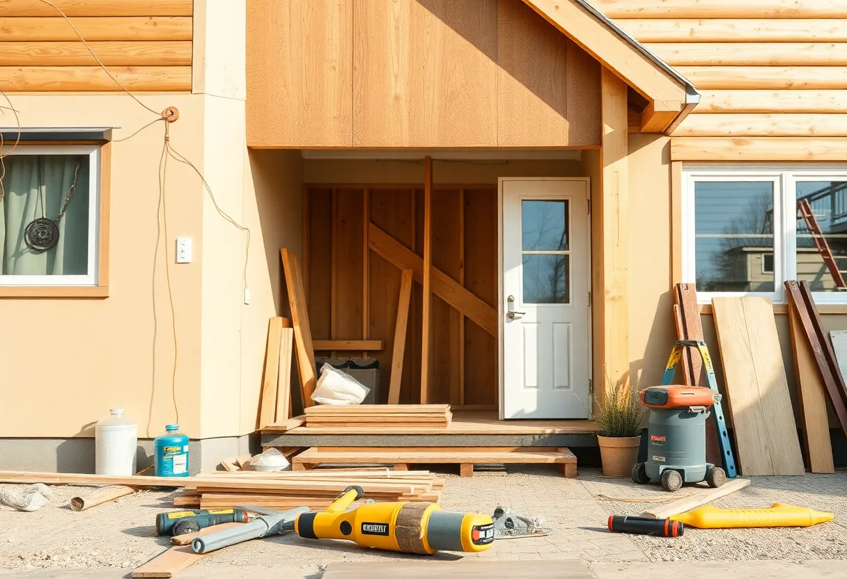 A concerned homeowner looking at renovation plans