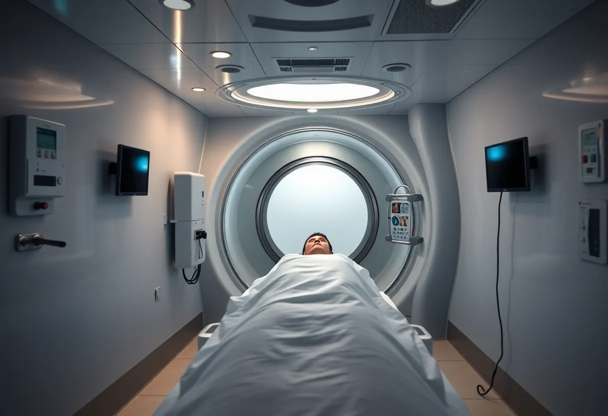 A hyperbaric chamber in a safe clinical environment